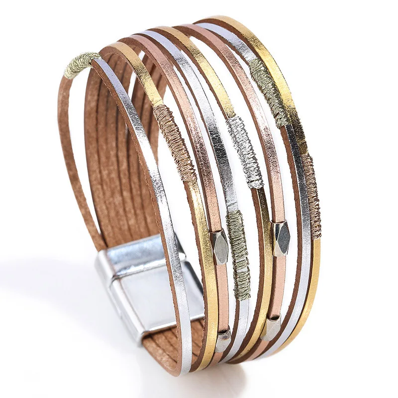 ZG Boho многоцветный браслет Pulseira Masculina Pulseras Mujer Moda Bransoletki Damskie - Окраска металла: Three colors