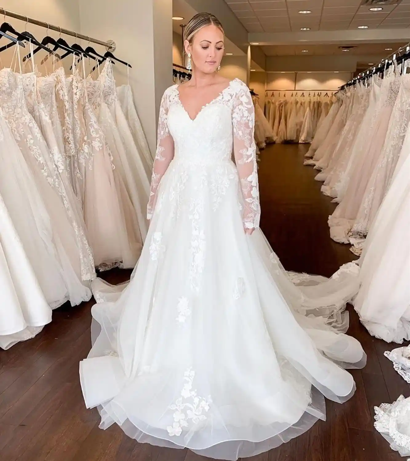 plus size wedding gown with sleeves