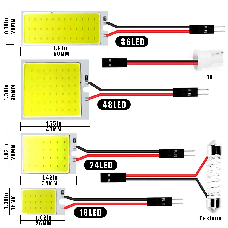 Precio reducido Coche Beleuchtung T10 w5w Led Cob 18SMD 24SMD 36SMD 48SMD Lámpara de lectura Interior de coche Panel para vehículos iluminación bombilla Festoon Dome 1 Uds NRwoeQkaY80
