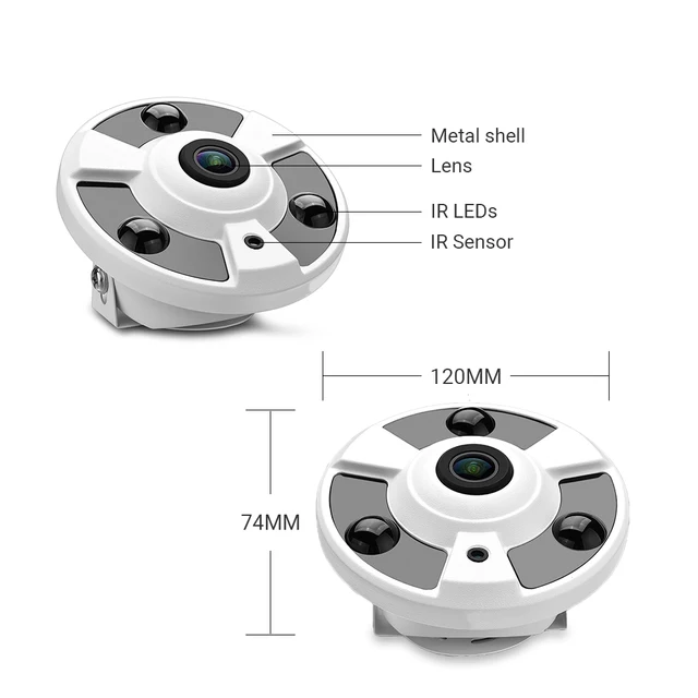 8MP 4K IP Camera 1.7MM Fisheye Lens 5MP Panoramic IP Camera Motion Detection Audio Record Xmeye Could H.265 Security CCTV Camera 2
