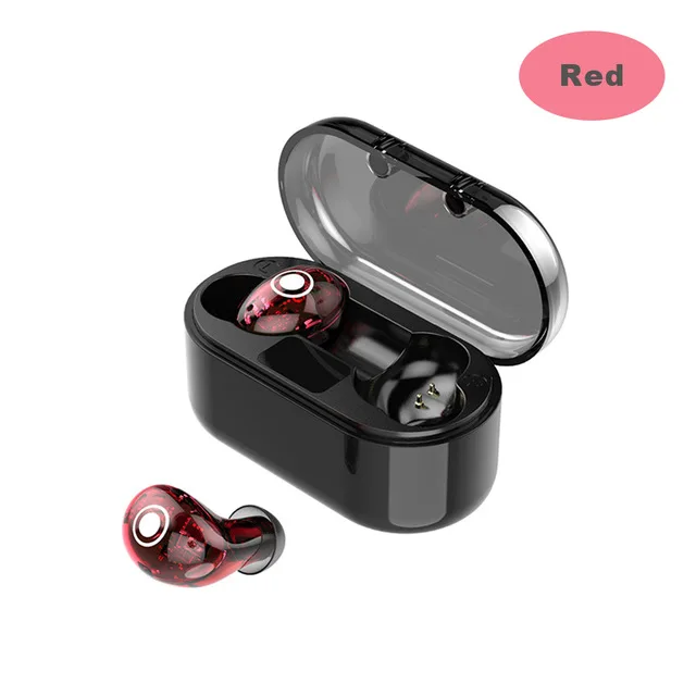 TWS Bluetooth 5,0 Touch мини наушники настоящие беспроводные наушники Bluetooth спортивные стерео глубокие басы в ухо наушники IPX7 водонепроницаемые - Цвет: Красный