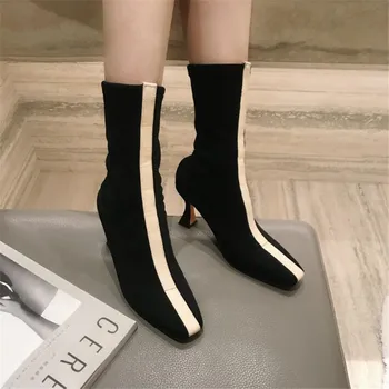 

BBZAI New pattern High Quality sexy Internet celebrity Women's Boots 8cm Square head knee length boots Thin Heel Pumps 35-38 39