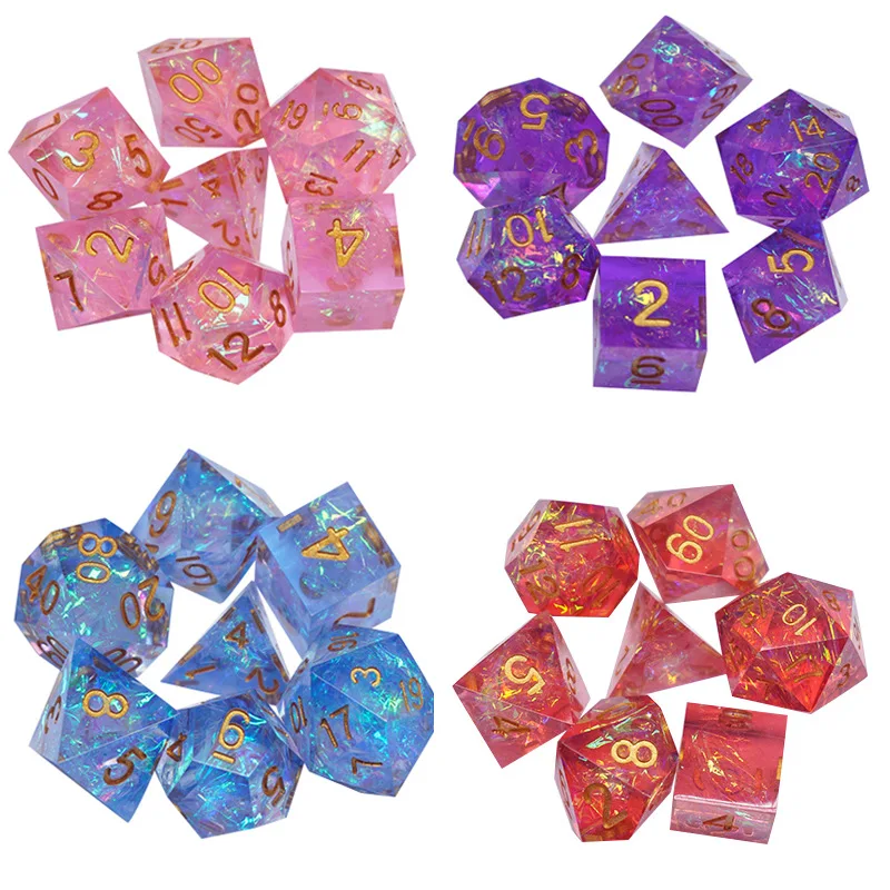 New Dnd dice set Upscale Resin Transparent Sharp Corner Polyhedral Dice 7pcs/Set rpg dice dadi dados rol D4 D6 D8 D10 D12 D20