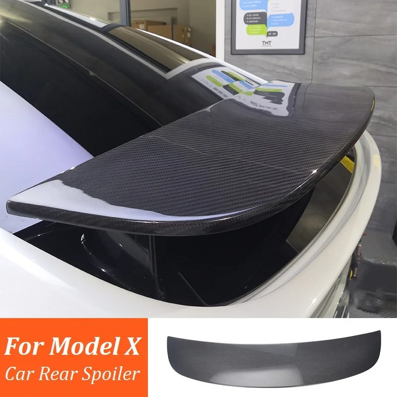 Car Rear Spoiler Tail Wing Modification Accessories 100% Carbon Fiber Car Body Rear Label Trim Sticker For Tesla Model X