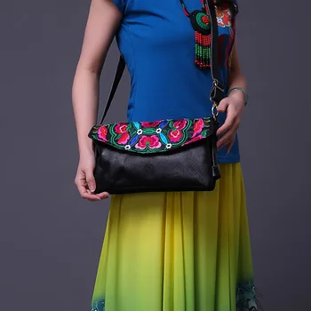 

New Style Chinese-style Shoulder Bag Women's Embroidered Leather Shoulder-bag