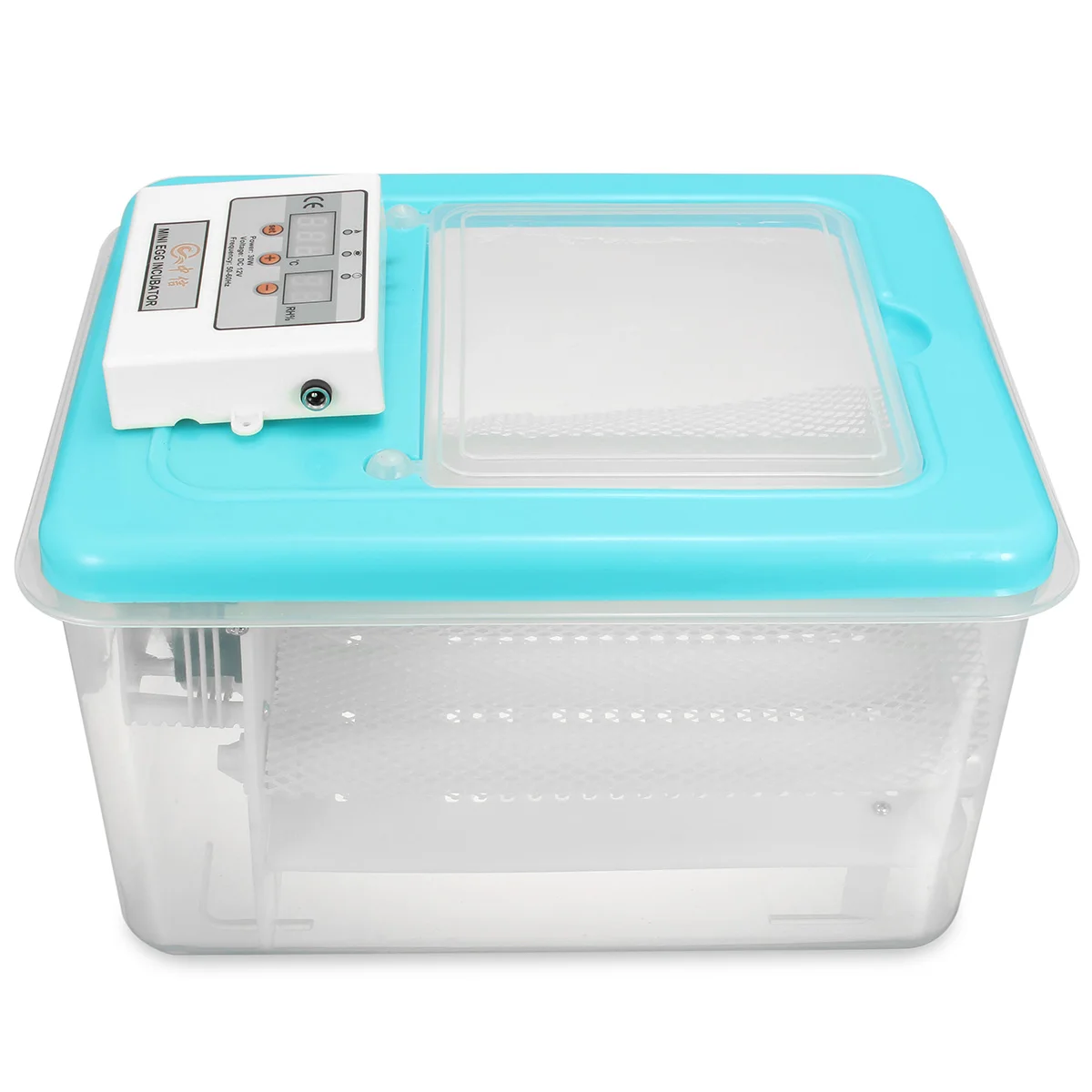 Синий 16 Eggs Mini Dual Power Supply Digital Fully Automatic Turning Eggs Incubator LED Display Incubator Hatcher 100-240V - Цвет: Синий