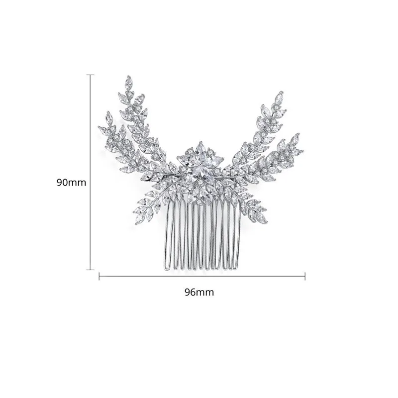 Floralbride Кристалл Стразы медный сплав Свадебный CZ гребень для волос свадебный кубический цирконий аксессуары для волос подружки невесты женские ювелирные изделия