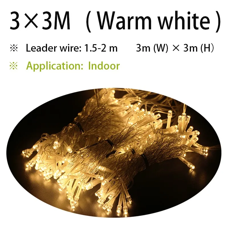 3x1/3x2/3x3 м светодиодный светильник для занавесок, гирлянда, Рождественский светодиодный светильник для свадьбы, сказочный светильник, садовые, вечерние, свадебные украшения, светильник - Цвет: x6