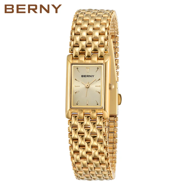 Gold Watch for Women Luxury Rectangle Women's Wristwatch Golden Quartz Clock Stainless Steel Ladies Watches Montre Femme 1
