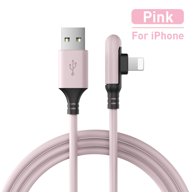 90 Degree USB Data Cable 0.3/1.2/1.8m 8 Pin Foe iPhone Charger Kable Liquid Silicone Fast Charging Cord For iPhone 13 12 11