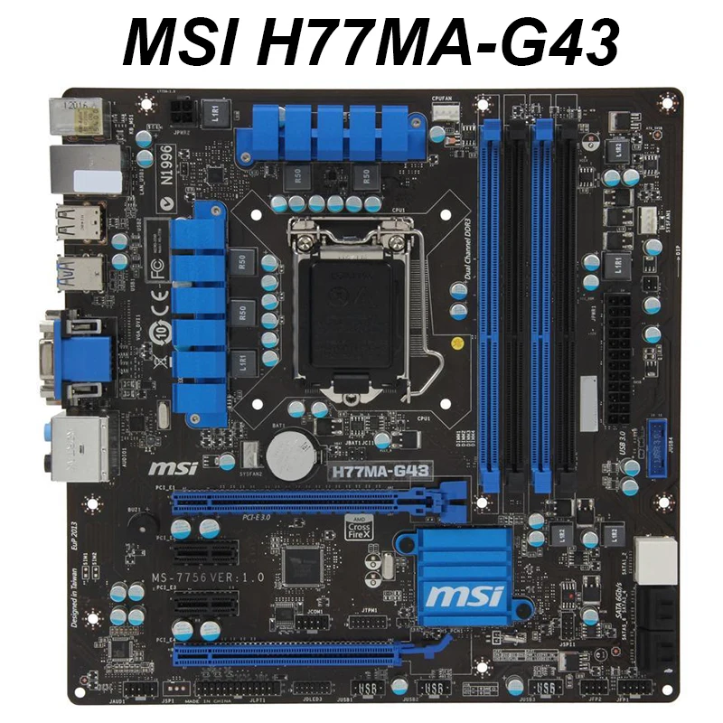 Для MSI H77MA-G43 оригинальная б/у материнская плата LGA 1155 I3 I5 I7 DDR3 32 Гб PCI-E 3 0 USB SATA3 H77 для
