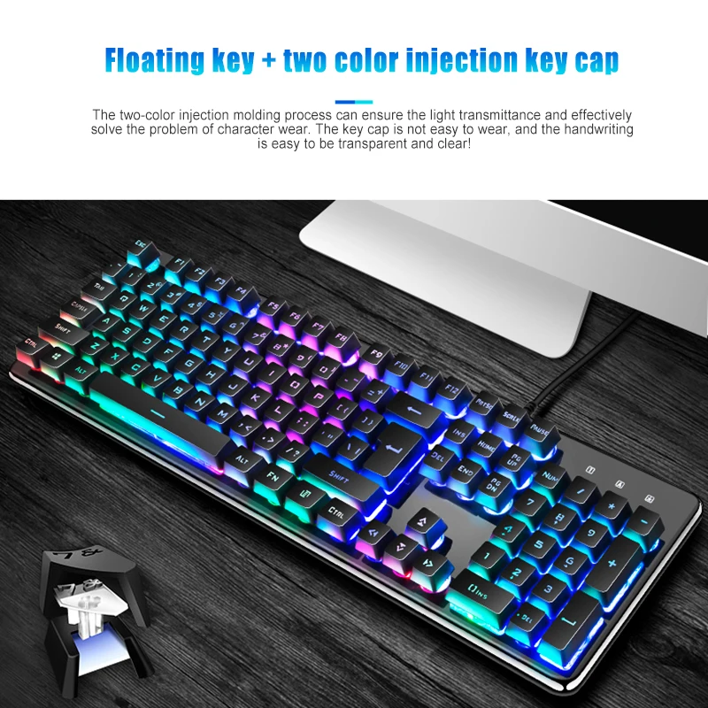 

USB Wired Keyboard Mouse Combos Backlit Gaming Keyboard Mice Set with Crystal Panel NC99