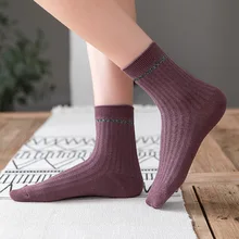 Ворсовые чулки, детские чулки средней длины, осенние и зимние однотонные шерстяные чулки, японский отдел, корейский колледж