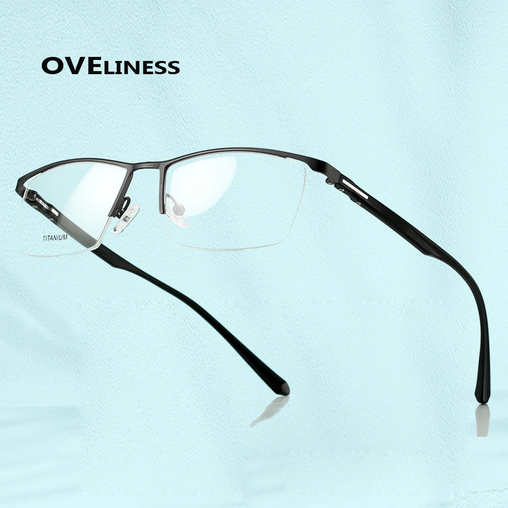 

Square Titanium Alloy male eye glasses frame for Men Optical eyeglasses Computer Myopia Prescription glasses Half Metal eyewear