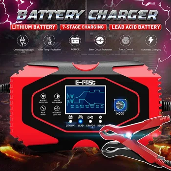 

12V-24V 8A Full Automatic Car Battery Charger Power Pulse Repair Chargers Wet Dry Lead Acid Battery-chargers 7-STAGE Charging