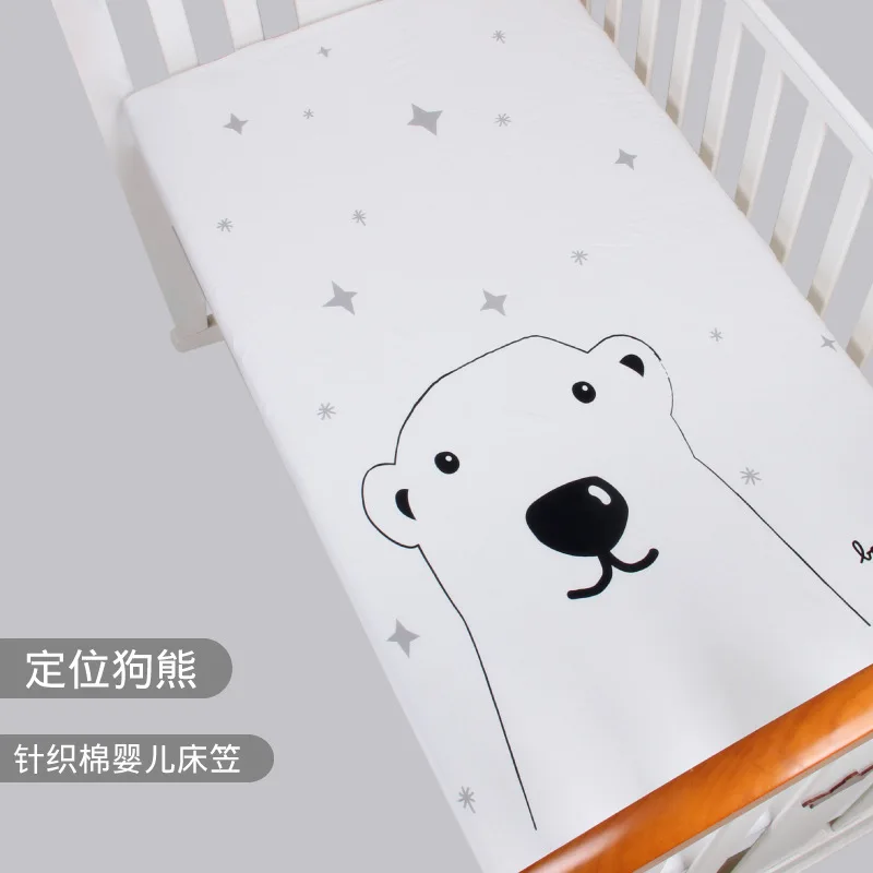 bear 130x70cm Муслинтри постельные принадлежности Детская кроватка лист мягкий Джерси хлопок кроватка для новорожденного простыня для детей матрасы - Цвет: bear 130x70cm
