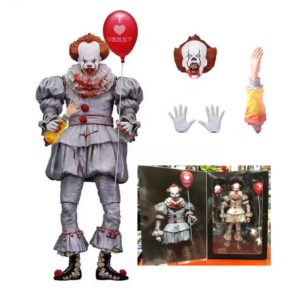 6 Type With LED Original NECA Stephen King's Iron It Pennywise Horror Action Figure Toy Doll Christmas Gift - Цвет: B with box