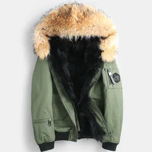 Мужское пальто из натурального меха енота, зимнее пальто, Мужская парка из натурального меха, Мужская одежда, короткая куртка размера плюс, Casaco YY866