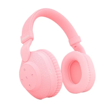

Head-Mounted Headphones Bluetooth TF Card Earphone Hifi Gaming Headphones FM Play Pink for Girl Women