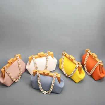 

2019 New Fashion Wooden Clip High-level Sense of Foreign Style Messenger Bag Handbag Women's Bag