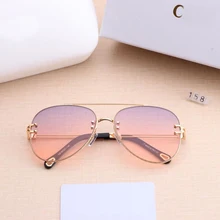 New Sunglasses Women Brand Designer SunGlasses Gradient Shades clear Lens Ladies Metal lace frame Eyeglasses UV400 6 colors