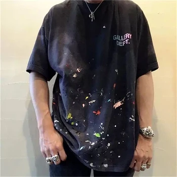 

Summer New Manual Splash Ink Gallery Dept Vintage T-shirt Men Women High Quality Loose Top Tees Gallery Dept Hip Hop T Shirt