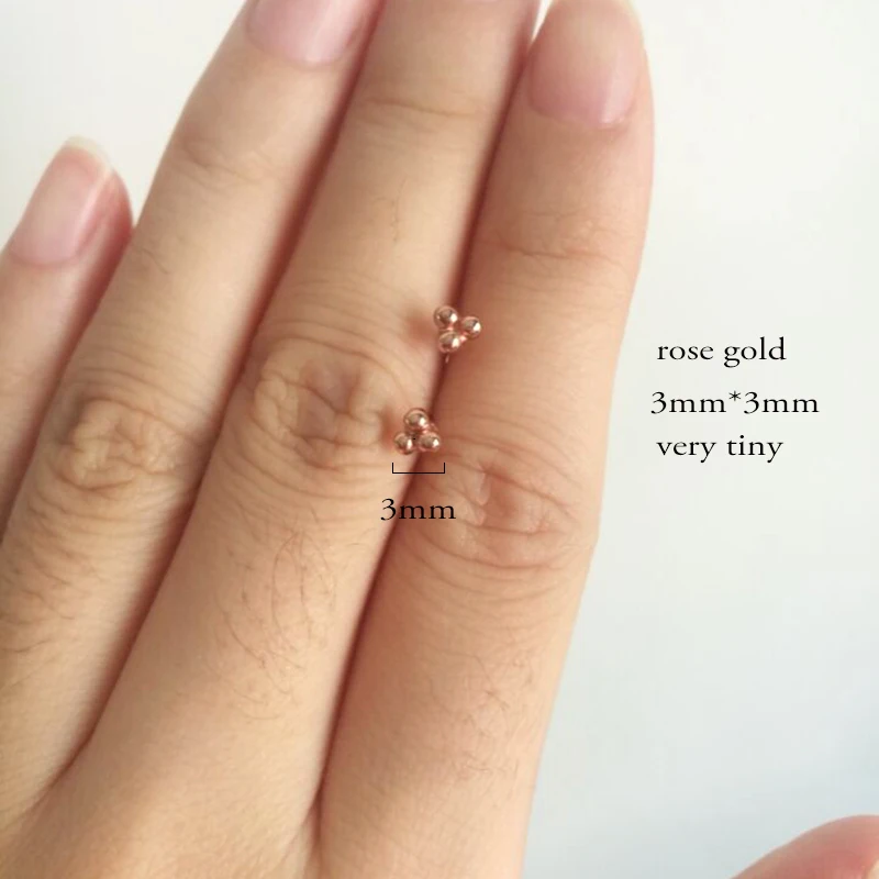 Minimalist 925 Sterling Silver Three Ball Stud Earrings Delicate Tiny Dot Small Earrings Cartilage Helix Piercing Earring - Image 6