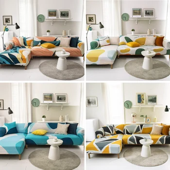 

L-shaped Sofa Covers Elastic Slipcover All-inclusive Stretch Couch Cover Modern Home Living Room Decor Sofa Cover Non-slip