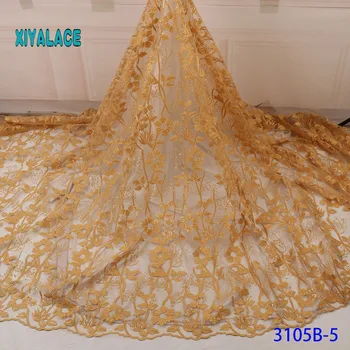 

French Sequins Lace Fabric Women Wedding Dress African Lace Fabric 2019 High Quality Lace African Tulle Lace Fabric YA3105B-5
