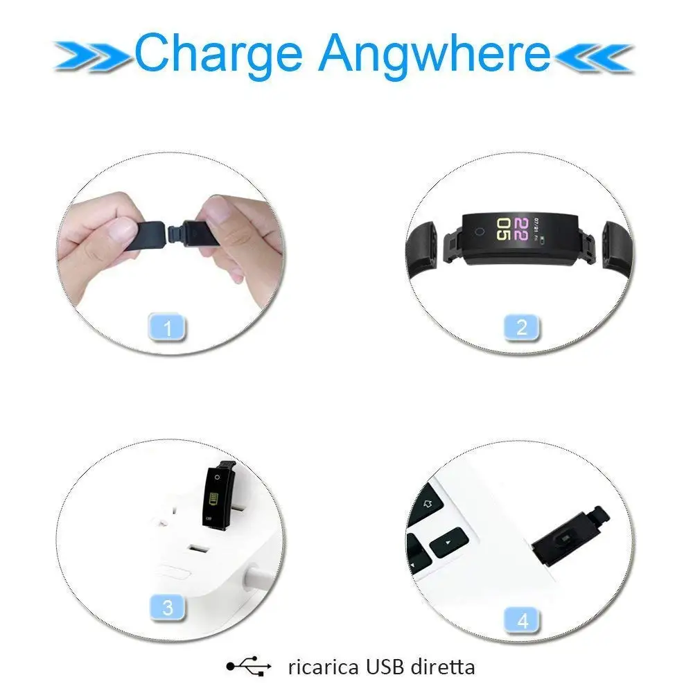 115 Plus Waterproof Smartwatch Sport Smart Bracelet Heart Rate Blood Pressure Monitor Fitness Watch for Android and IOS