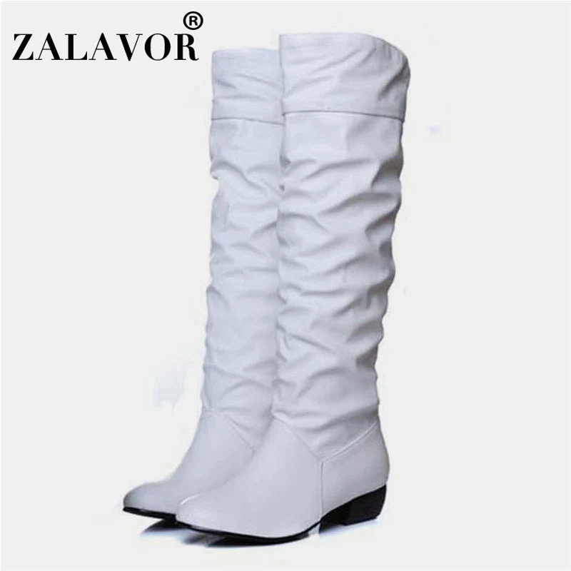 ZALAVOR/Большие размеры 31-43 Новое поступление женские сапоги до колена черные белые