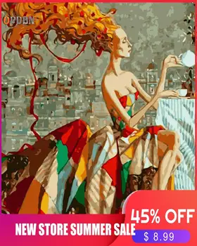 

OPDBN Wall Art Canvas Painting by Number Posters Youg Lady Poster Canvas Painting for Living Room Home Decor No Frame