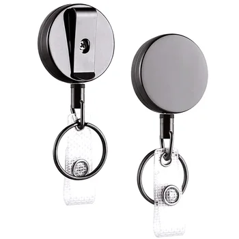 

6 Pack Retractable Badge Holder Reel, Metal Id Badge Holder with Belt Clip Key Ring for Id Name Card Keychain