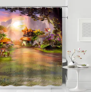 

Forest trees printed 3d green Shower Curtain pattern Bathroom shower Waterproof Mildewproof Decor Cortina de bano180x180cm large