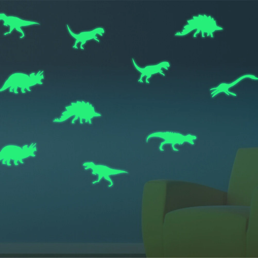 9pcs Luminous Home Decor Decal Baby Kids Room Fluorescent Stickers Dinosaur Glow In The Dark Wall Stickers