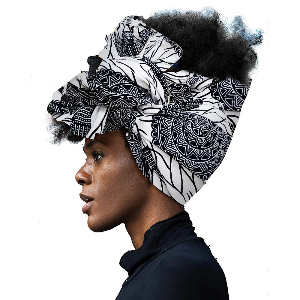 Shenbolen African headwraps in women hair accessories african material wax traditional Headtie headscarf Turban 100% Cotton
