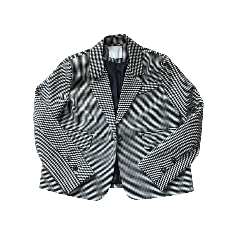 

blazer women Autumn New Small Suit Jacket Female Korean-Style Loose Retro Houndstooth Cardigan 3351 women's jacket 2020