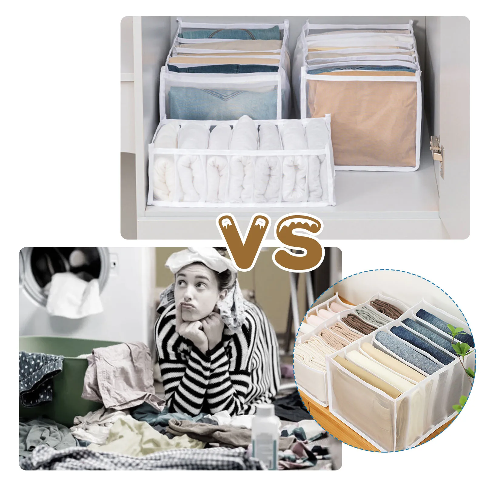 Jeans Compartment Storage Box Closet Wardrobe Clothes Drawer Mesh