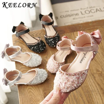 

Keelorn Children's Shoes 2020 New Sweet Kids Footwear Bow Sequined Single Shoes Girls Elegant PU Sandals Party Flat Shoes