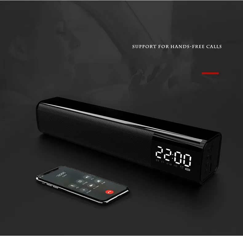 10W Bluetooth Speaker Surround Stereo Wireless Speaker Support Call TF CardTM NFC Function Clock Alarm USB TUX Audio Input