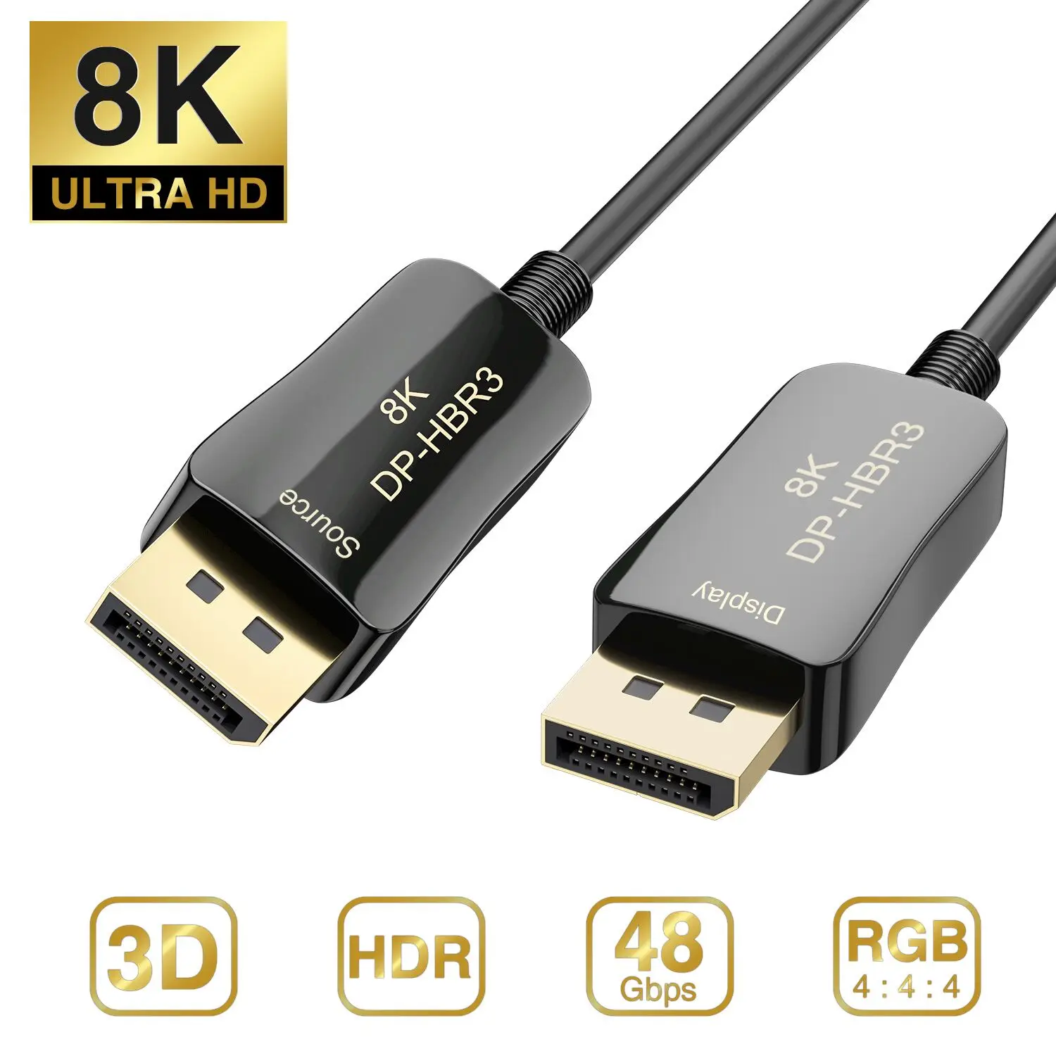 Оптический кабель DisplayPort Папа папа DP1.4 8K 60 Гц 4K 144 32 4 Гбит/с|Кабели VGA| |