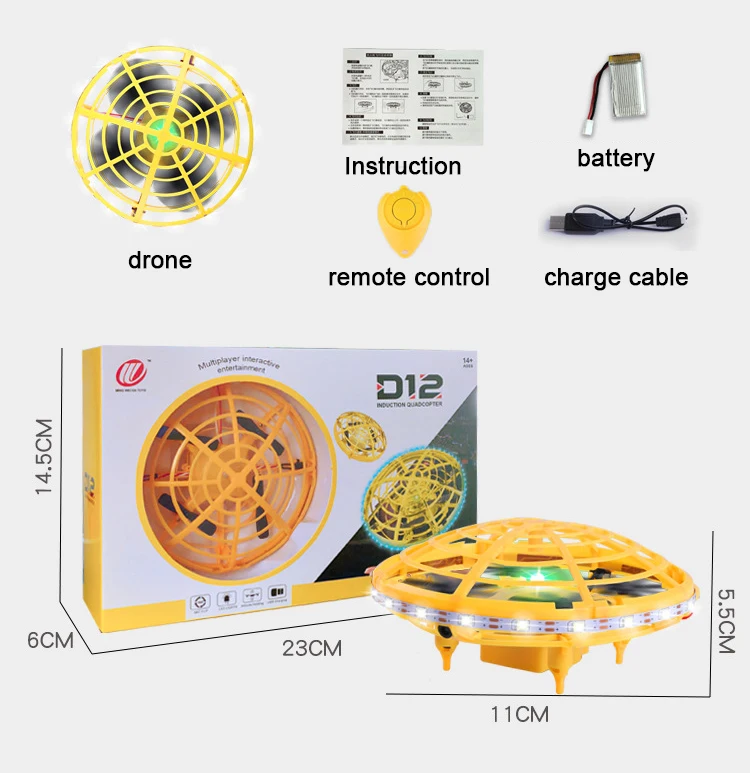 Летающий вертолет мини НЛО Дрон желтый Дрон с ручным управлением летающие игрушки Инфракрасный индукционный интерактивный Дрон для детей