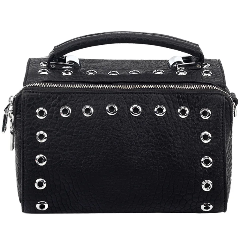 Бренд razaly Высококачественная дизайнерская сумка из спилка Boston Pliiow с широким ремешком черная маленькая сумка-тоут с заклепками