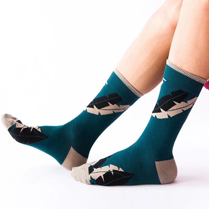 Осень-зима, стильные уличные счастливые мужские носки, сочетающиеся цвета, большие размеры, мужские носки в стиле хип-хоп, хлопковые подарки для мужчин 102103