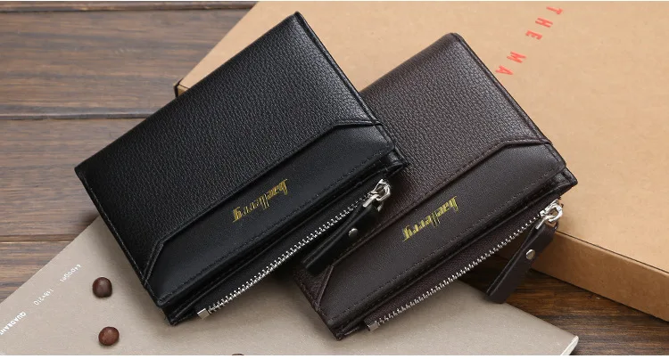 Baellerry Men Short Wallets Card Holder Solid Fashion Zipper Men Leather Purse Coin Pocket High Quality Male Purse