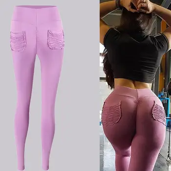 

Women Sexy Ruched Butt Lift Push Up Leggings Thights High Waist Sport Skinny Pocket Pants