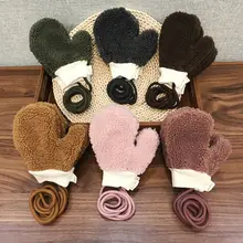 Зимние меховые перчатки для маленьких мальчиков и девочек, теплые рукавицы на веревочке, перчатки для детей, От 4 до 6 лет для малышей