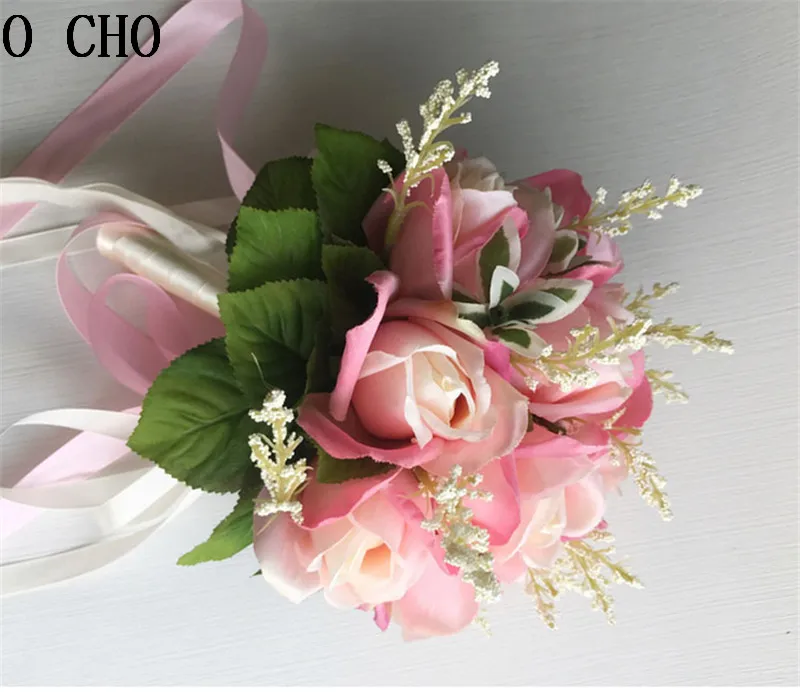 YO CHO Silk Roses White Wedding Bouquet for Bridesmaids Wedding Artificial Flower Bridal Bouquets Bride Bouquet Flowers Marriage