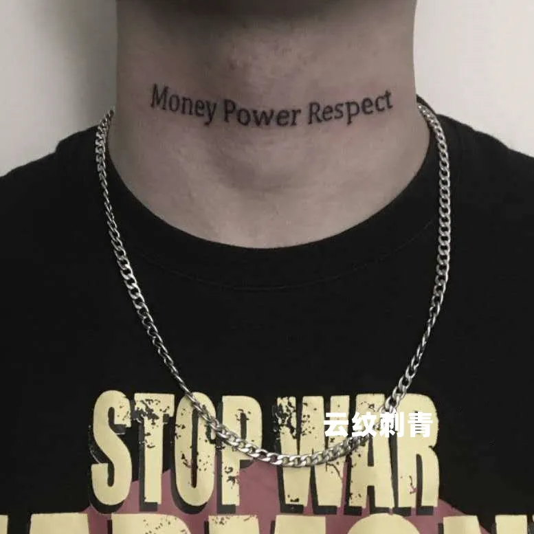 

English Words Money Power Respect Temporary Tatoos for Men Women Neck Arm Wrist Body Art Waterproof Fake Tatoo Stickers Tattos