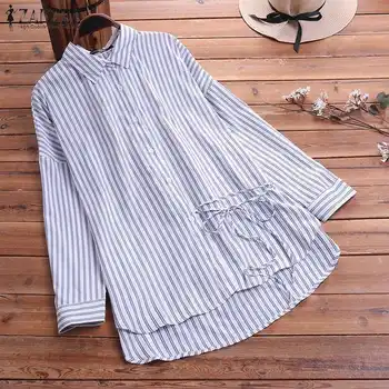 

2020 Autumn Women's Stripe Blouse ZANZEA Plus Size Office Lady Work Shirt Casual Tunic Tops Chemiser Mujer Oversized Blusas 5XL